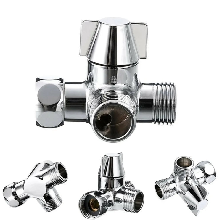 雙把手黃銅三通花灑臂分流閥 手持花灑淋浴分水器