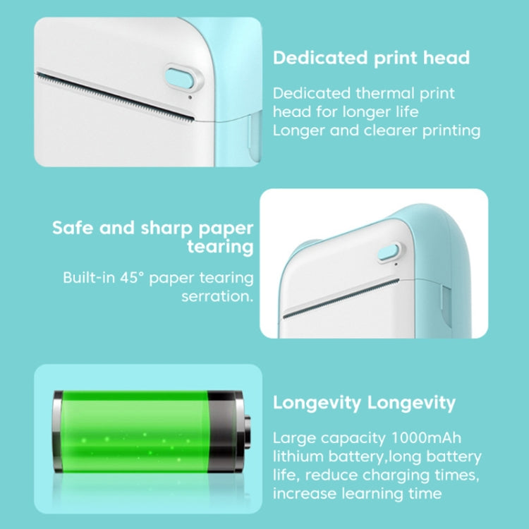 A31 藍牙手持便攜式不幹膠熱敏打印機, Pink, Blue, Pink+5 Rolls Printer Paper, Blue+5 Rolls Printer Paper, Pink+3 Rolls Colored Paper, Blue+3 Rolls Colored Paper