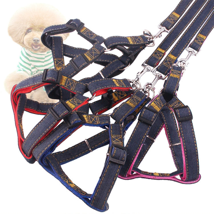 BG-Q1025 牽引+胸背 加厚牢固牛仔布寵物狗狗牽引繩套裝