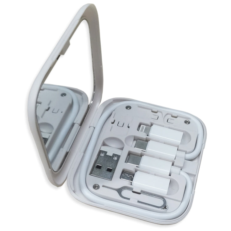 HE-C098  多功能手機充電線適配器套件數碼盒帶鏡子&支架功能, HE-C098 Black, HE-C098 White