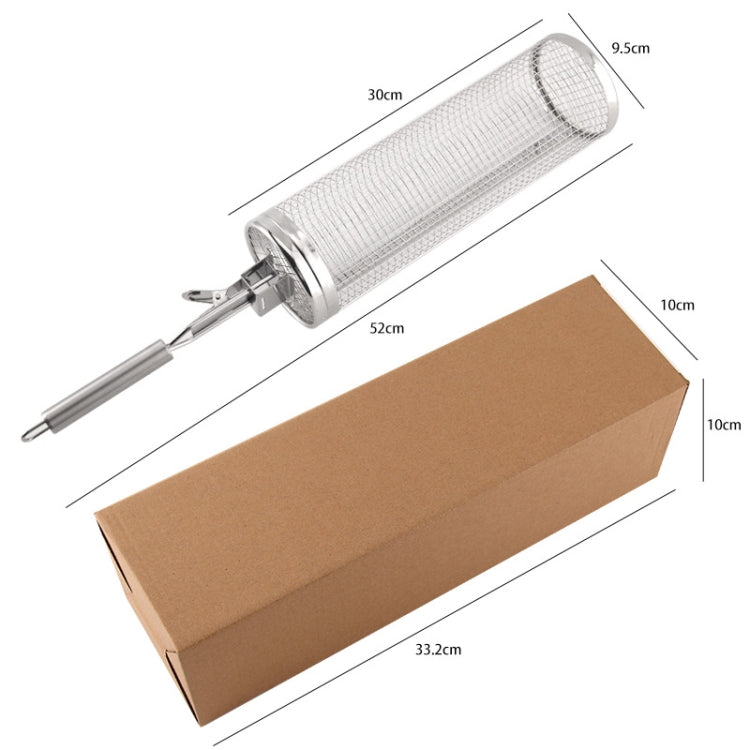 升級帶手柄燒烤籠BBQ不銹鋼滾動燒烤筒, 30cm+Handle 18cm