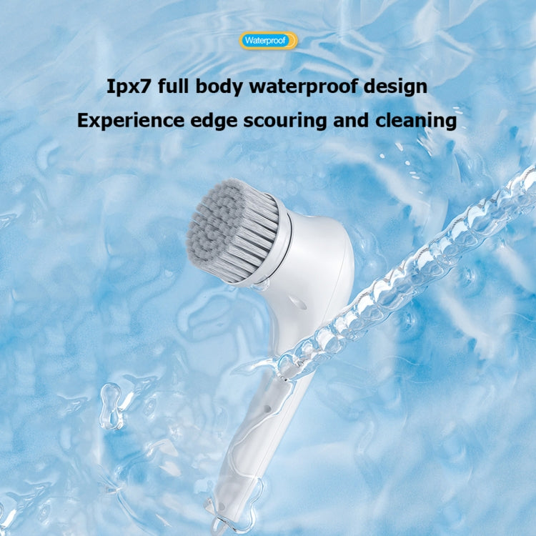 多功能電動清潔刷手持廚房洗碗刷鍋刷帶5個替換頭