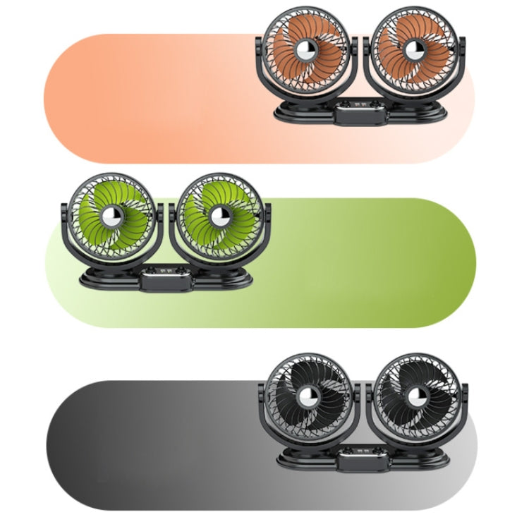 F621 可旋轉可轉頭靜音車載雙頭風扇