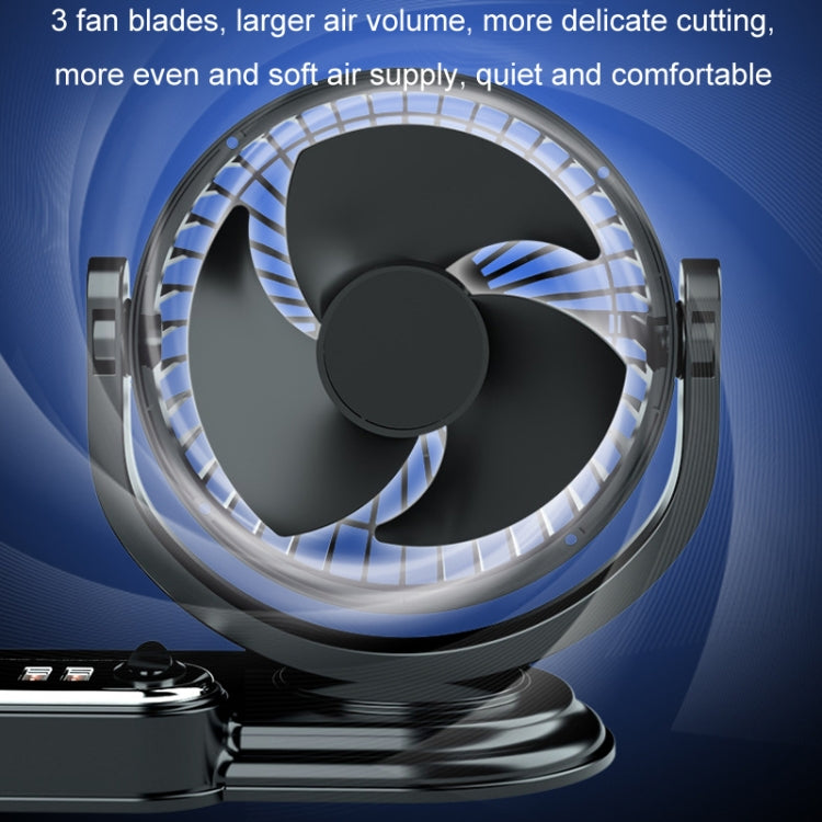 F621 可旋轉可轉頭靜音車載雙頭風扇