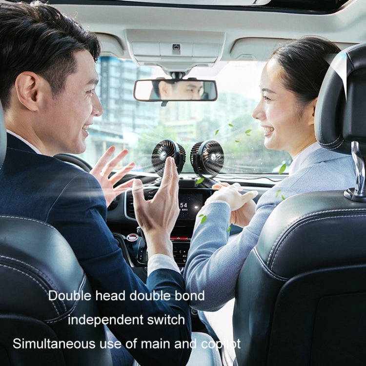 F621 可旋轉可轉頭靜音車載雙頭風扇