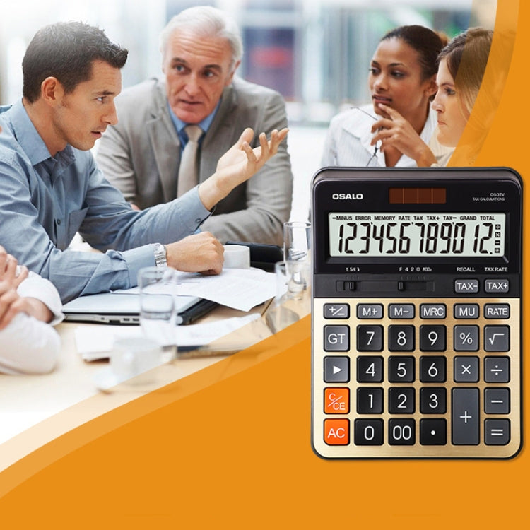 奧斯歐 OS-3TV 12位LCD屏太陽能雙電源台式計算器