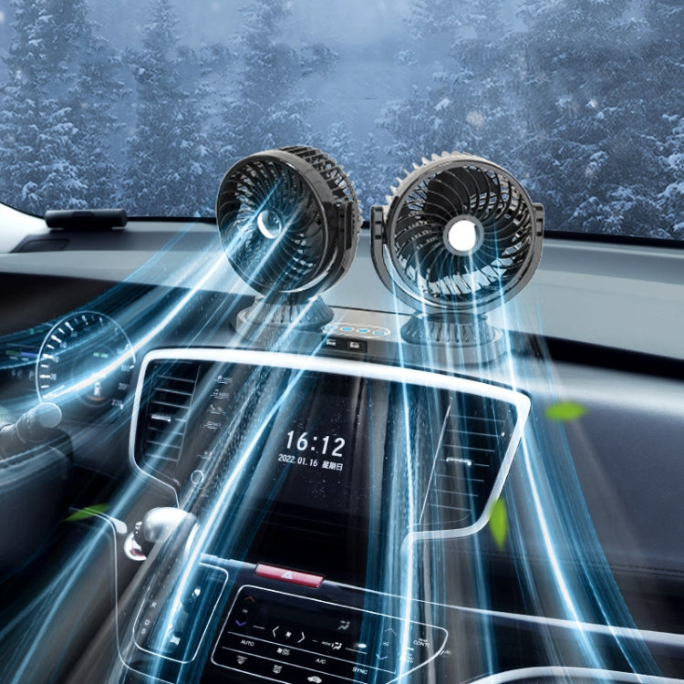 12V/24V車載電動搖頭可旋轉雙頭風扇