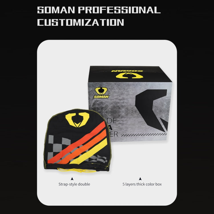 SOMAN 摩托車半盔可調節頭盔帶內鏡