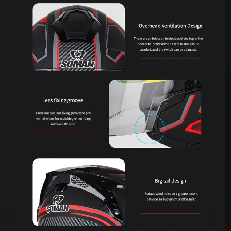SOMAN 摩托車電動車雙鏡片騎行頭盔