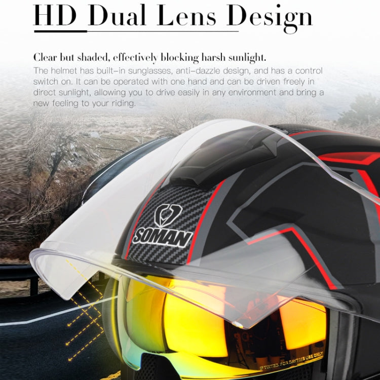 SOMAN 摩托車電動車雙鏡片騎行頭盔