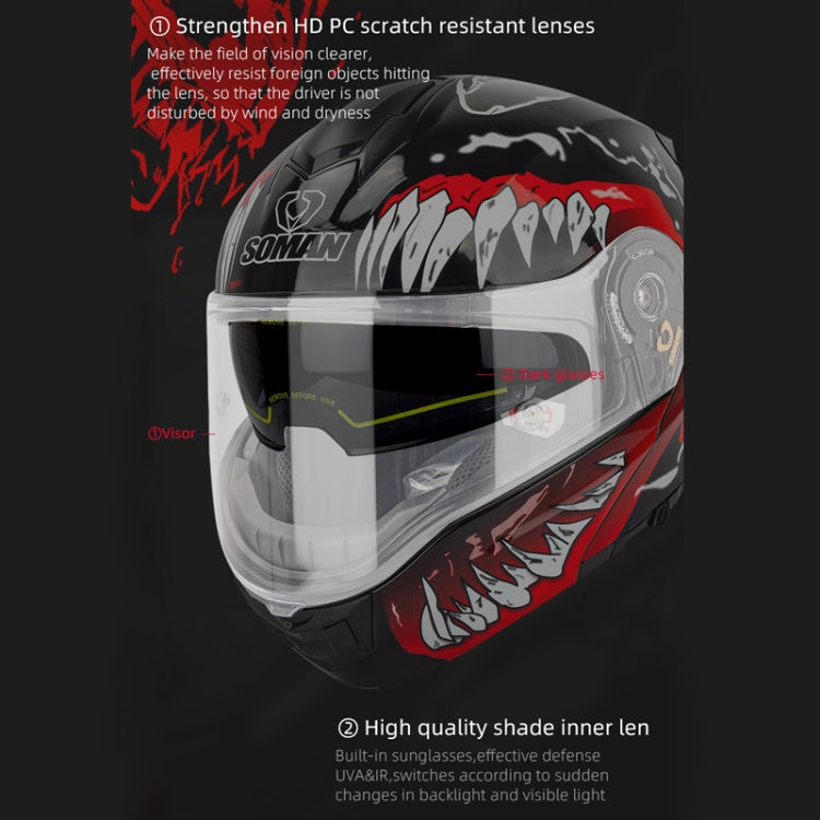 SOMAN 賽車摩托車雙鏡片騎行安全頭盔