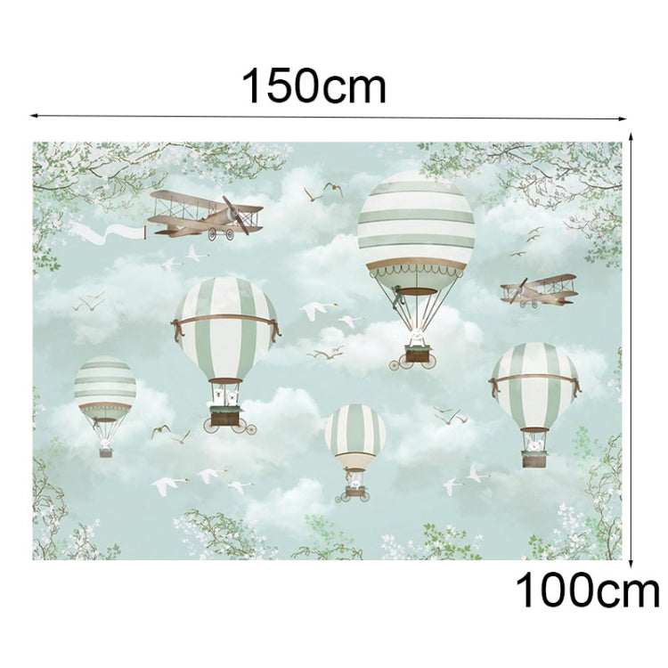 1.5m x 1m 卡通飛機熱氣球主題生日背景布 攝影裝飾背景