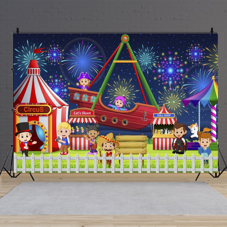 150 x 100cm 馬戲團遊樂場摩天輪攝影背景布