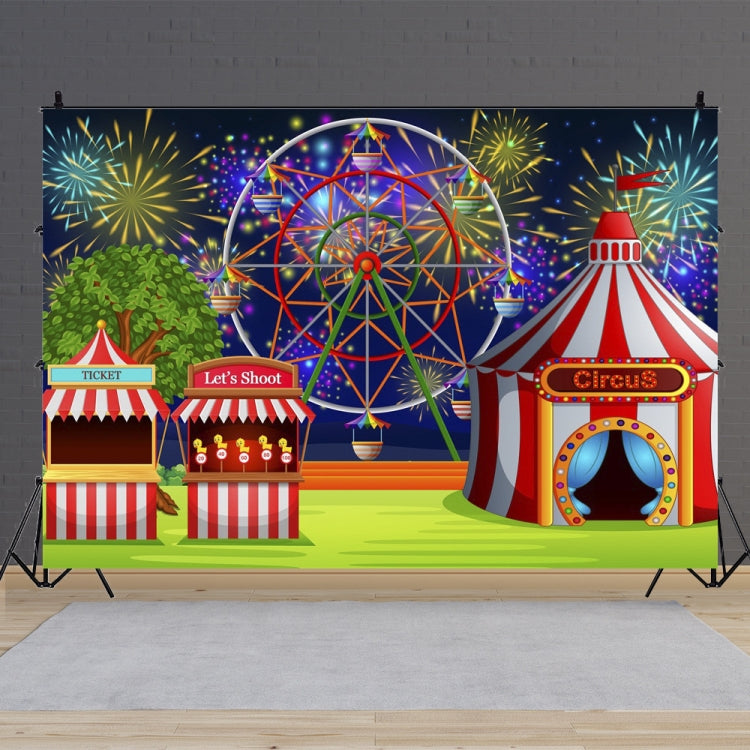 150 x 100cm 馬戲團遊樂場摩天輪攝影背景布