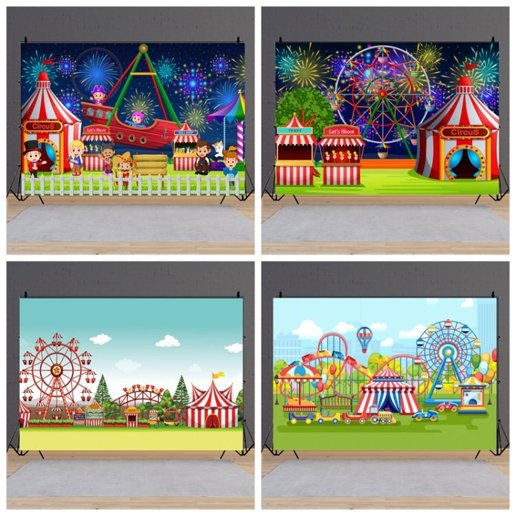 150 x 100cm 馬戲團遊樂場摩天輪攝影背景布