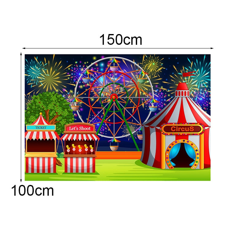 150 x 100cm 馬戲團遊樂場摩天輪攝影背景布