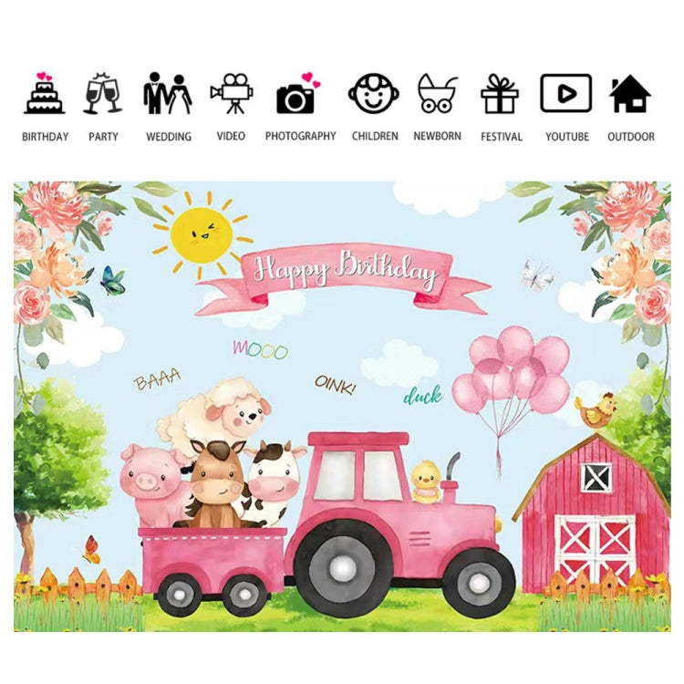 150 x 100cm 農場動物卡車背景布攝影新生兒淋浴生日派對拍照橫幅裝飾