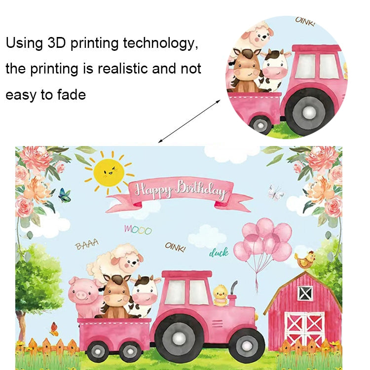 150 x 100cm 農場動物卡車背景布攝影新生兒淋浴生日派對拍照橫幅裝飾