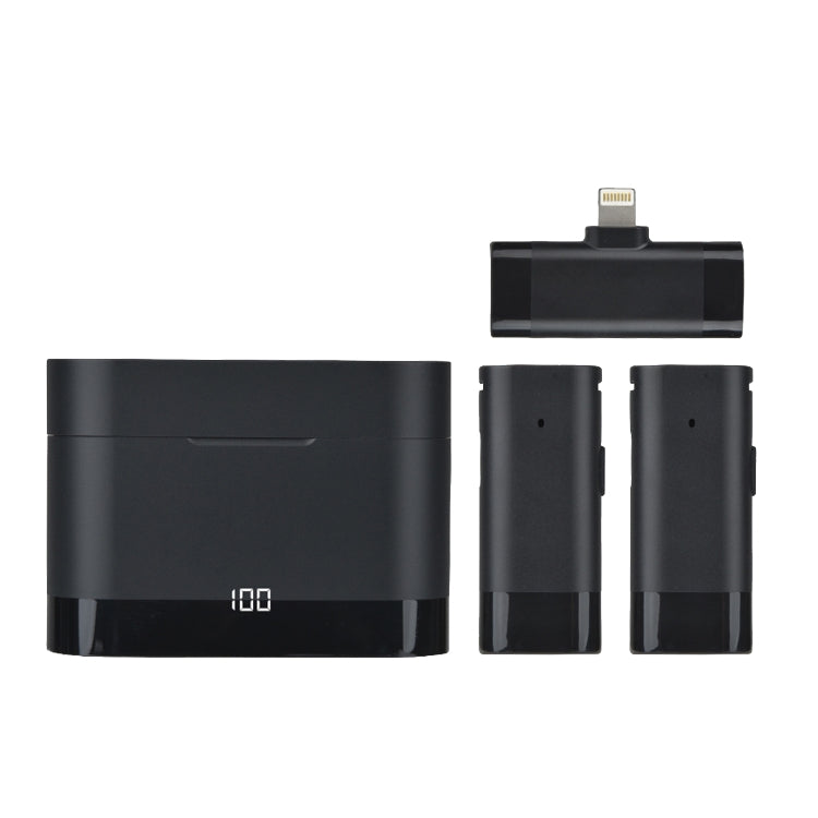一拖二無線領夾麥 帶充電倉手機直播採訪降噪領夾麥克風