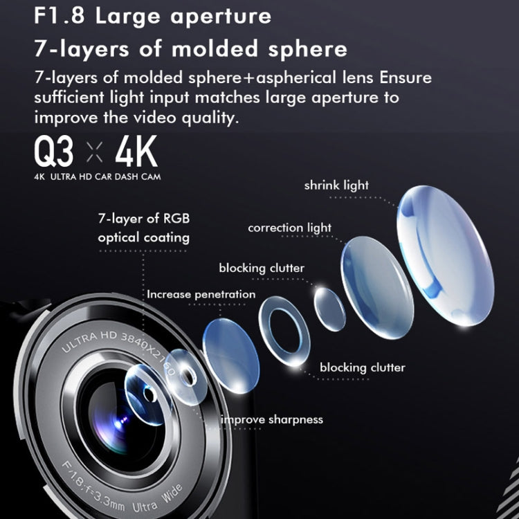 Anytek Q3 4K行車記錄儀WiFi前後雙錄夜視重力感應移動偵測記錄儀