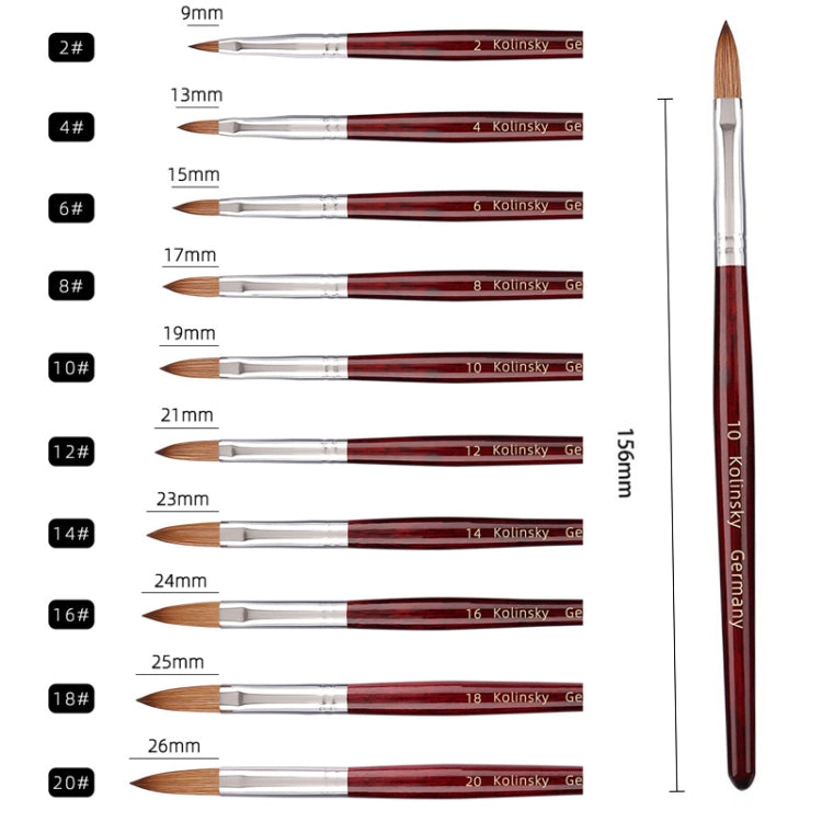 紅木杆美甲貂毛水晶筆Kolinsky雕花指甲筆