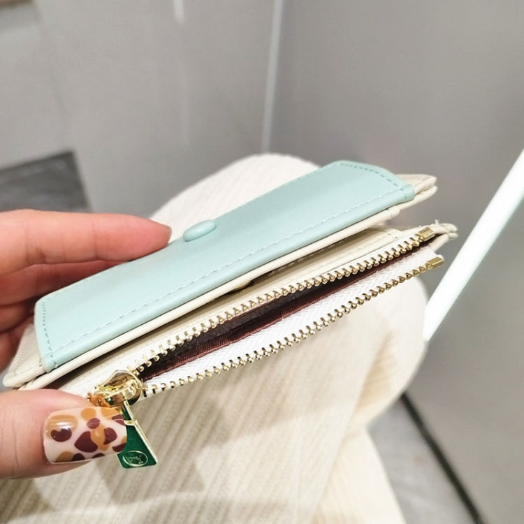 PU皮短款拼色摺疊錢包 迷你便攜皮夾子