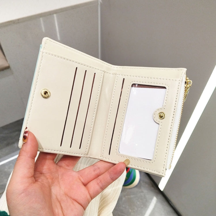 PU皮短款拼色摺疊錢包 迷你便攜皮夾子