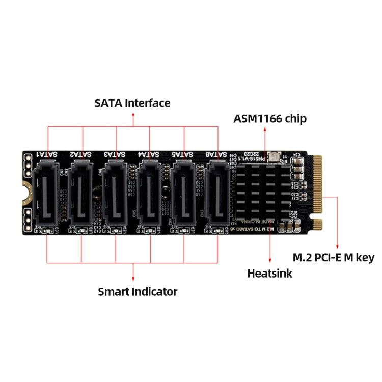 M2 M-EKY PCIE3.0轉SATA6G轉接擴展卡 6口硬盤擴展適配卡
