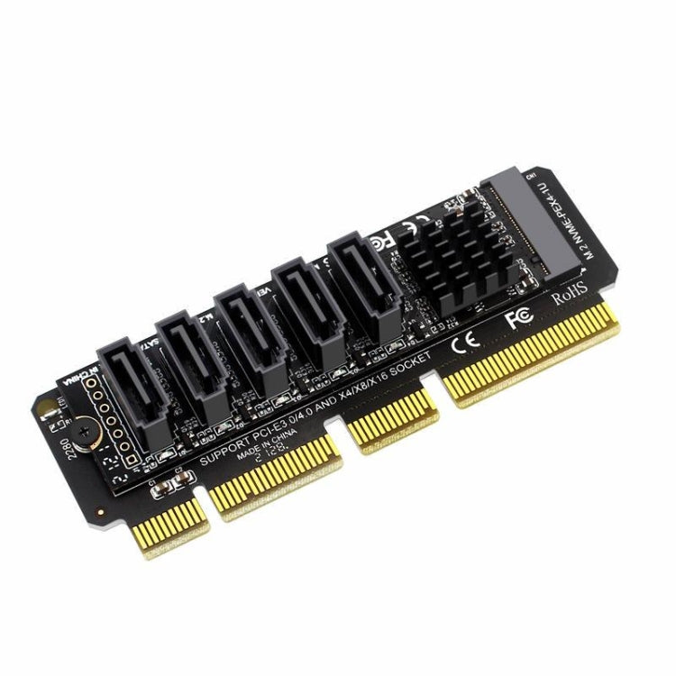 M.2NVME-PCI-E X4 / X8 / X1 轉SATA5口轉接卡JMB585芯片