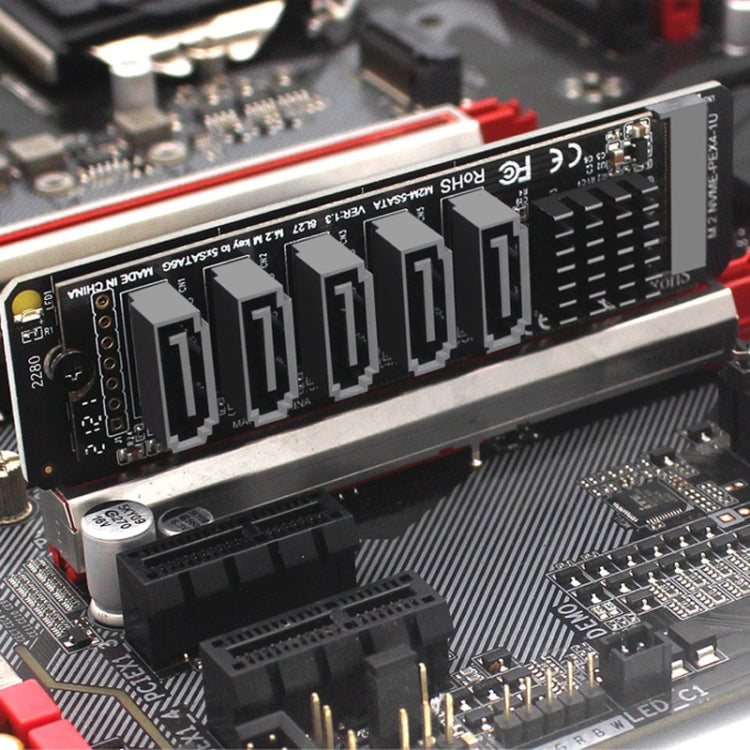 M.2NVME-PCI-E X4 / X8 / X1 轉SATA5口轉接卡JMB585芯片