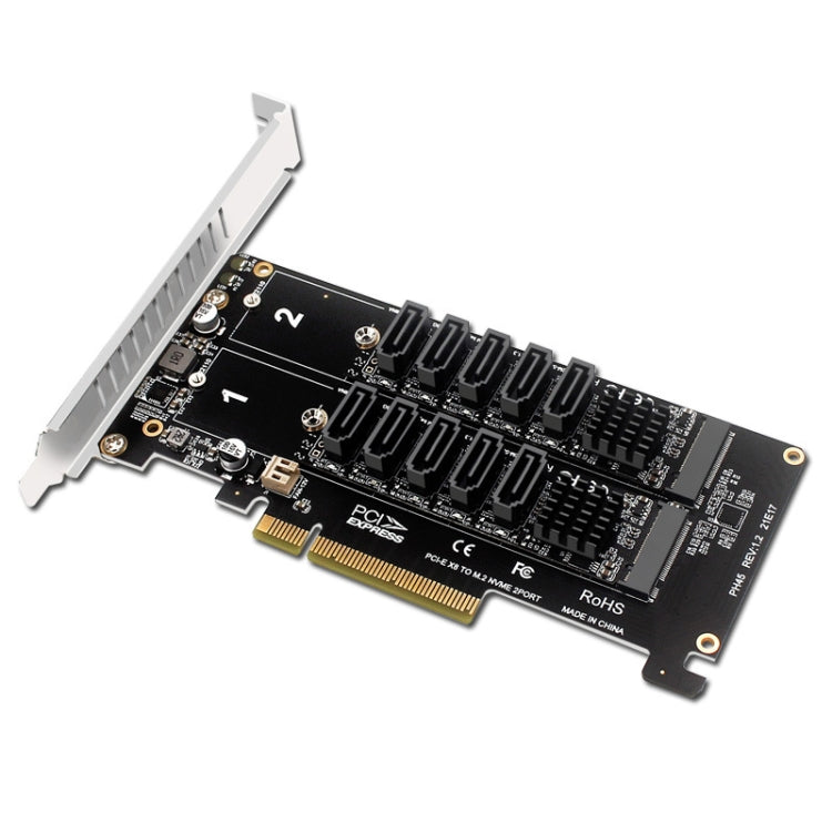 雙NVME RAID PCI-EX8拆分卡 轉SATA10口轉接卡
