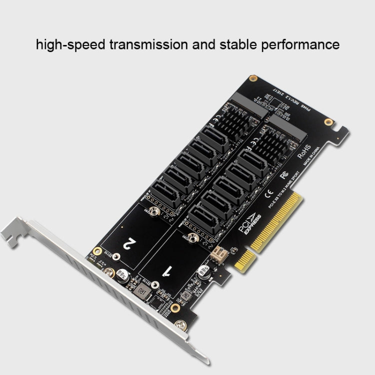 雙NVME RAID PCI-EX8拆分卡 轉SATA10口轉接卡