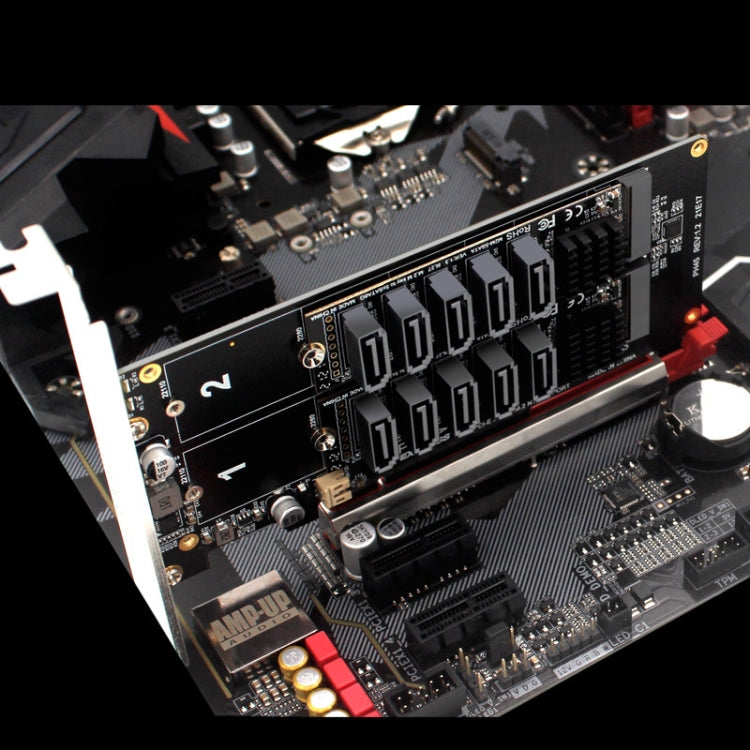 雙NVME RAID PCI-EX8拆分卡 轉SATA10口轉接卡