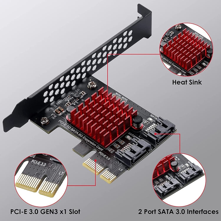 PCI-E 1X GEN3轉SATA3.0擴展卡2口6Gbps轉接擴展IPFS硬盤