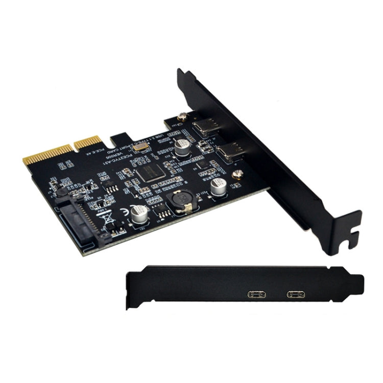 PCI-E 4X 轉 USB3.1 雙Type-C口 10Gbps 擴展卡 ASMedia ASM3142主控芯片