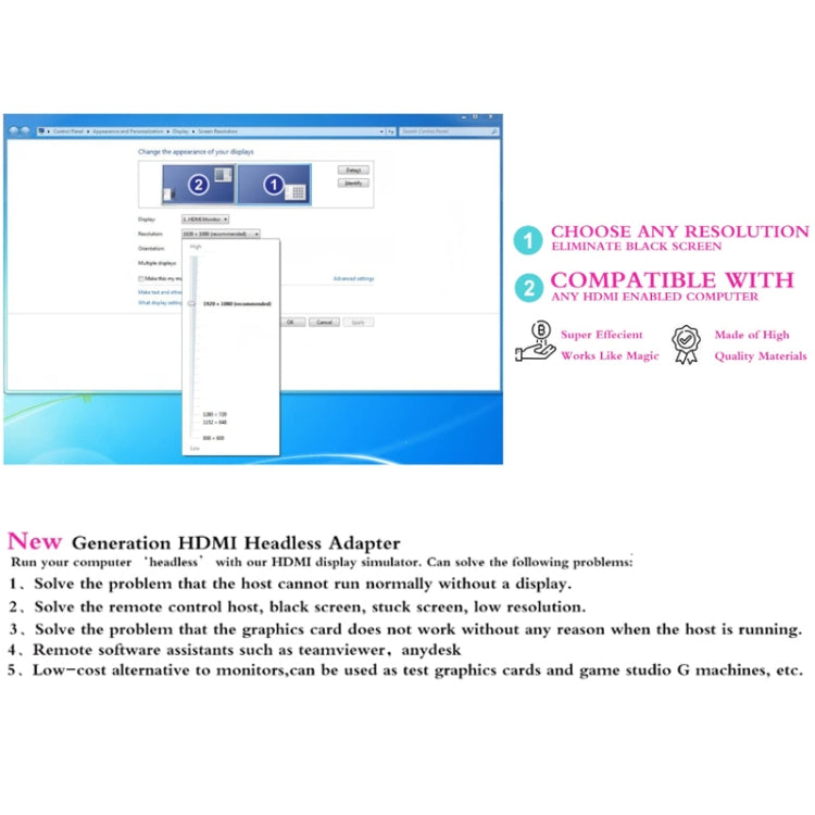 2件賣 顯卡欺騙器HDMI 假負載模擬高清显示器