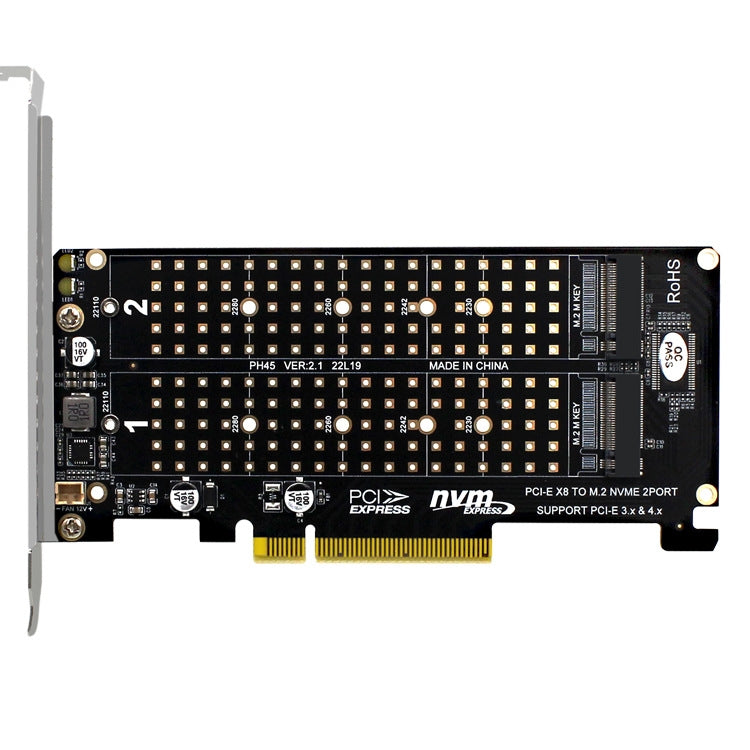 PCI-E X8 X16雙盤轉接卡 NVME M.2 MKEY SSD RAID陣列擴展適配器