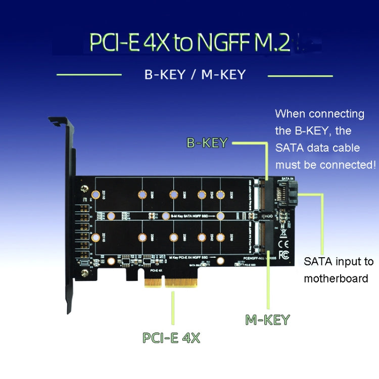 PCI-E 4X轉M.2 Key M+B雙接口轉接卡M.2 NVMe SSD NGFF轉接卡