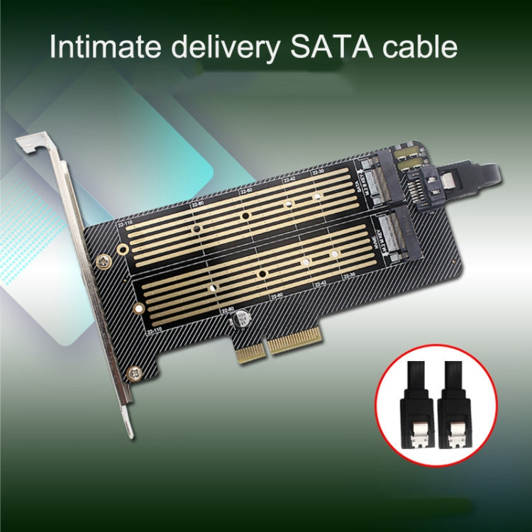 M.2 NVME NGFF SSD轉PCIE SATA雙盤轉接擴展卡支持MKey BKey配線