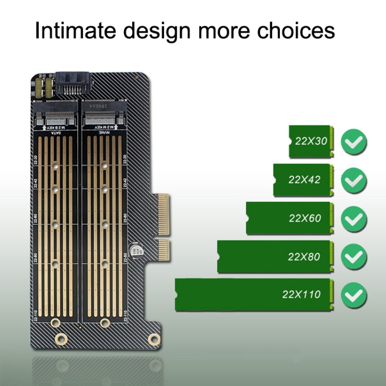 M.2 NVME NGFF SSD轉PCIE SATA雙盤轉接擴展卡支持MKey BKey配線