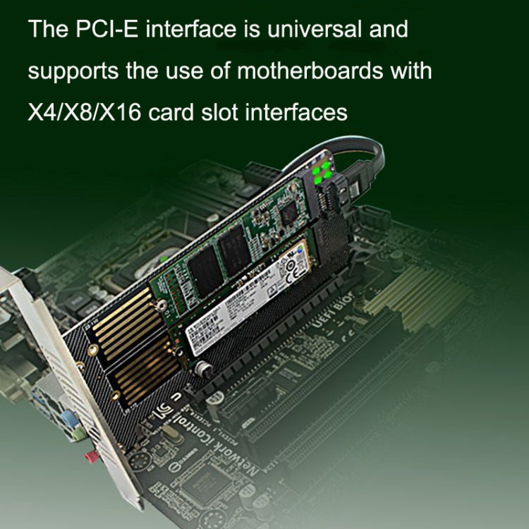 M.2 NVME NGFF SSD轉PCIE SATA雙盤轉接擴展卡支持MKey BKey配線