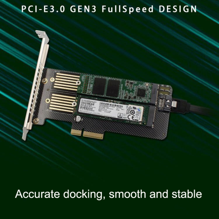 M.2 NVME NGFF SSD轉PCIE SATA雙盤轉接擴展卡支持MKey BKey配線