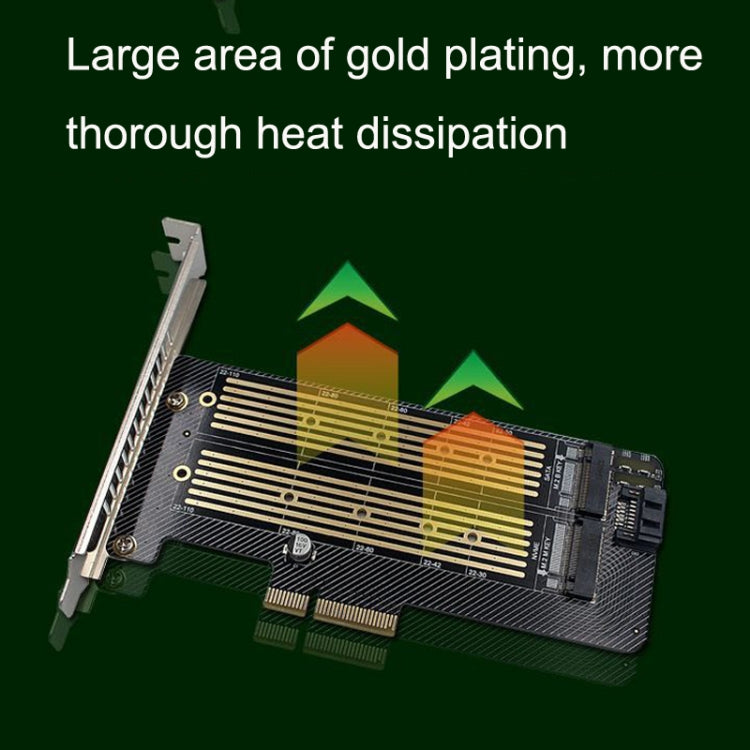 M.2 NVME NGFF SSD轉PCIE SATA雙盤轉接擴展卡支持MKey BKey配線