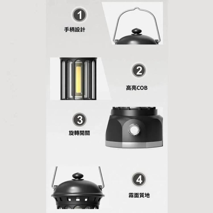 電池款 戶外露營燈COB手提營地燈氛圍帳篷燈復古馬燈