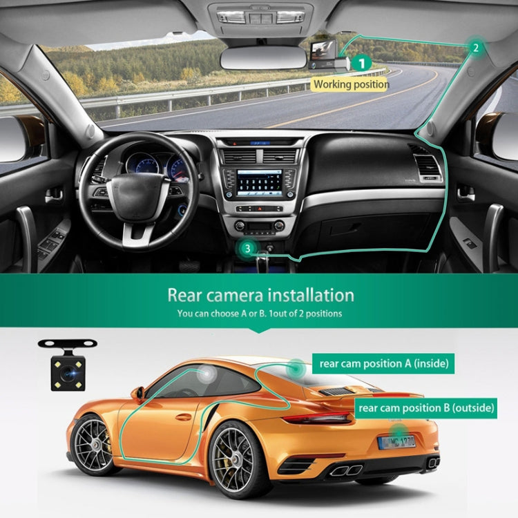 3鏡頭錄像高清1080P多國語言行車記錄儀