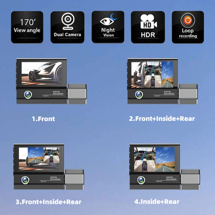 3鏡頭錄像高清1080P多國語言行車記錄儀