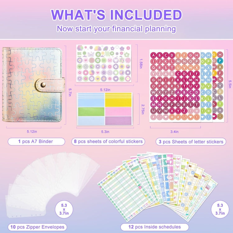 A7 拼圖圖案高顏值手帳本隨身口袋本活頁筆記本現金預算本