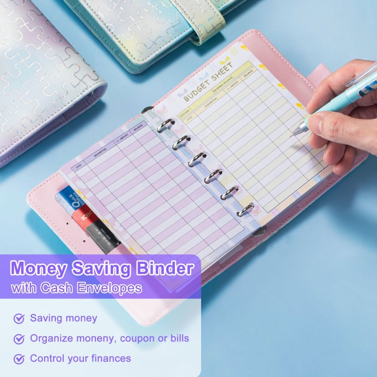 A7 拼圖圖案高顏值手帳本隨身口袋本活頁筆記本現金預算本