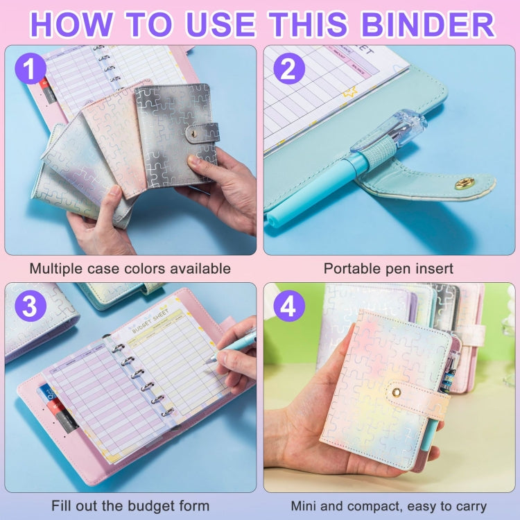 A7 拼圖圖案高顏值手帳本隨身口袋本活頁筆記本現金預算本