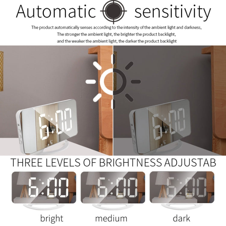 TS-8201 LED数字鏡面鬧鐘 大屏雙USB桌面台鐘